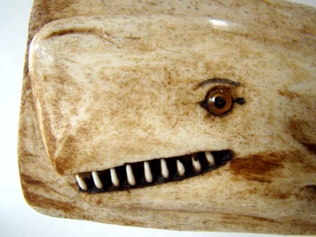A wonderful carved whalebone depiction of a sperm whale dated July 4, 1897 — image 2
